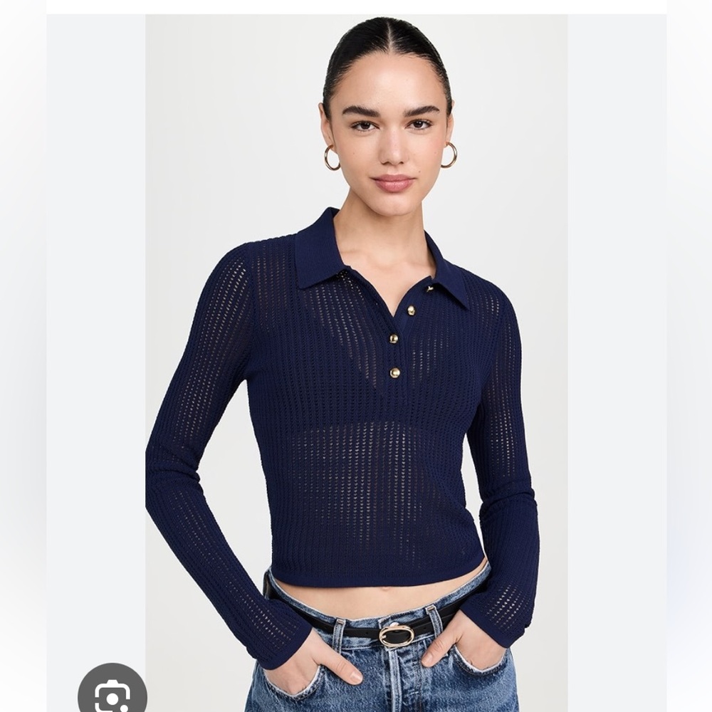 Francesca’s Navy Blue Women's Knit Polo Top